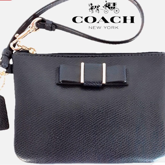 Coach Handbags - 🖤 COACH BLACK DARCY SAFFIANO LEATHER BOW WRISTLET!